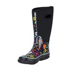 WTW Women's Neoprene Natural Rubber Rain Boots Snow Boots Winter Warm Waterproof Insulated Barn Rain Boots for Ladies (Floral Print/Multicolor, numeric_11)