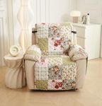 House of Quirk Printed Quilted Recliner Sofa Cover – Water-Repellent & Waterproof, Durable Furniture Protector Mat (Flora Jade)