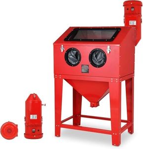 90 Gallon Sandblasting Cabinet, 40-90PSI Sand Blast Cabinet with Dust Collector, LED Lights, Blasting Gun & 4 Ceramic Nozzles, Floor Stand Blast Cabinet for Paint, Rust Removal