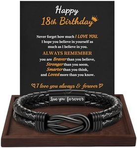 18 th Birthday Gifts for Men 18 Year Old Teen Gifts Leather Bracelets for Men Black Infinty Love You Forevered Engraved Boyfriend Birthday Gift Idea Son Grandson Jewelry