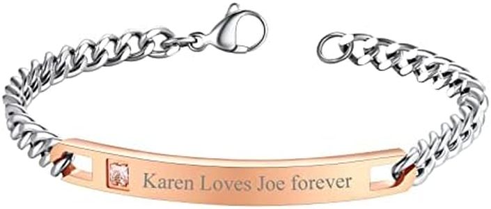 Rose Gold Custom ID Bracelets for Women Friendship BFF Bangles Pink CZ Crystal Bar Engraved Personalized Nameplate Best Wedding Gifts