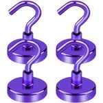 LOVIMAG Cruise Ship Essentials, 85Lb Magnetic Hooks for Cruise Cabins, Purple Strong Magnetic Hooks for Hanging, Refrigerator, Celling, Grill, Fridge, Kitchen-4Pack