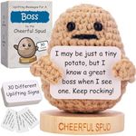 Boss Gifts for Men and Women - Boss Appreciation Crochet Positive Potato Holding 30 Uplifting Funny Signs for Bosses - Boss Office Gift for Christmas, Retirement, Promotion, New Job, Birthday