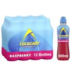 Lucozade Sport Raspberry - 12 Bottles x 500ml - Raspberry Flavour Isotonic Sports Drink - Made with Sugars & Sweeteners - Provides Electrolytes & Carbohydrates - Enhances Hydration & Fuels Performance