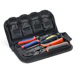 iCrimp Ferrule Crimping Tool Kit with Wire Stripper and Cable Cutters 0.5-6mm² AWG 20-10 Crimp Tool with 5 Dies Sets in Oxford Bag Bootlace, Non-Insulated & Insulated Cable Terminals