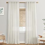 80 Inch Closet Curtains for Bedroom Closet Door,Linen Boho Semi Sheer Back Tab Pleated Easy Open Sliding Closet Door Curtains,80 Inches Long,2 Panels Set,Cream Ivory Off White