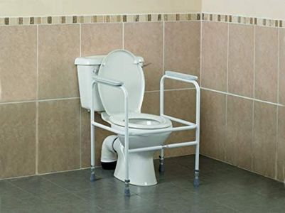 HOMECRAFT Adjustable Steel Toilet Surround Frame, Adjustable Feet, Toilet Safety Frame, Ideal for Elderly & Disabled, With or Without Floor Fixing Feet, (Eligible for VAT relief in the UK)
