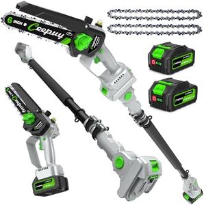 CEEPUY 2-in-1 Brushless Electric Pole Saws for Tree Trimming,6 Inch Cordless Mini Chainsaw with Extension Pole and 2 x 4000mAh Batteries, Pole Chain Saw Gift for Men Dad Husband Fathers Gardener 2026