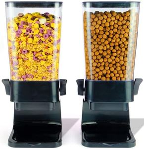 YJSSXJKO Cereal Dispenser Countertop,5L 2Pc Organization and Storage Containers for Kitchen and Pantry,Dispensers for Dry Food,Candy,Rice,Grain,Nut,Snack,Cornflakes,Beans,Pet Food (Black)
