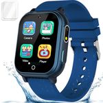 Kids Smart Watch Gift for Boys Ages 3-12, IP67 Waterproof, 32 Puzzle Games, HD Touchscreen Dual Camera Video Pedometer Music Player, Kids Watch Toy Birthday Gifts for Boys Ages 5 6 7 8 9 10 (Blue)