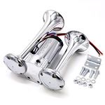 YIYIDA 24V Silver Electric Horn, 165db Boat Horn Trumpet for Car, Truck, Motorcycle, Waterproof Double tube Horn, Classic Design, Universal Fit, YYDA842