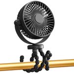 snawowo Mini Handheld Personal Portable Fan, Baby Stroller Fan, Car Seat Fan, Desk Fan, with Flexible Tripod Fix on Stroller/Student Bed/Bike/Crib/Car Rides, USB or Battery Powered (Dark Blue)
