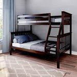 Max & Lily Bunk Bed Twin Over Full Size with Ladder, Solid Wood Platform Bed Frame with Ladder for Kids, 14" Safety Guardrails, Easy Assembly, No Box Spring Needed, Espresso