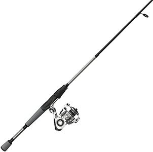 Quantum Throttle Spinning Reel and Fishing Rod Combo, 6-Foot 6-Inch 2-Piece IM8 Graphite Rod with ComfortGrip Rod Handle, Dura-Lok Anti-Reverse Clutch Fishing Reel with MaxCast II Spool and Braid Band