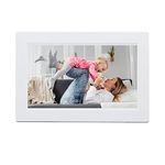 FRAMEO Digital Photo Frame WiFi 10.1 inch IPS Touch Screen Smart Digital Picture Frame Easy Setup Wall-mountable Auto-Rotate Share Happiness Photos Video via Free Frameo App- White