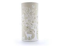 Light-Glow Fabric Table Lamp – Autumn-Inspired Design with Deer and Birds, Cylindrical Shape, Perfect for Wildlife Lovers and Seasonal Decor