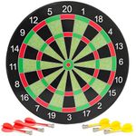 Safety Darts Board Set - 17 Inch Magnetic Dart Board with 6 Darts, Perfect for Home, Garden or Party Games