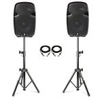 VONYX SJP1000AD V3 Active 800W 10" DJ Disco PA Speaker (Pair) with Stands