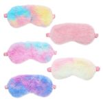 EUPSIIU 5 Pieces Kids Eye Masks for Sleeping, Plush Sleep Mask, Soft Furry Children Eye Covers for Women Girls, Blindfold Elastic Eye Shade for Adults Kids Travel Nap Sleeping Overnight Party (5PCS)