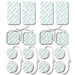 TENS Replacement Electrode Pads- Small & Large Size 16-Pack, Self Adhesive Reusable Electrodes for TENS/EMS Digital Therapy Machine Massager