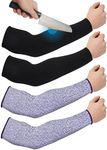 Geyoga 2 Pairs Cut Resistant Sleeves Thin Arm Protectors Arm Guard for Thin Skin and Bruising Arm Sleeves for Men Women (Black, Blue,Large)