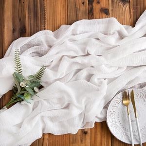 AOKSUNOVA Cheesecloth Table Runner White 80 x 300cm Boho Gauze Table Runner for Table Decoration Wedding Bridal Baby Shower Birthday Party