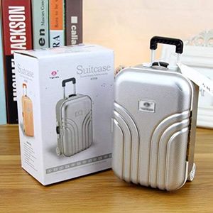 Cute Mini Trolley Luggage Money Box for Kids, Teach Saving, Desktop Decor (Silver)