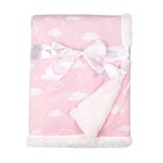 American Baby Company Heavenly Soft Chenille Sherpa Receiving Blanket, 3D Pink Cloud, 30" x 35", for Girls(Pack of 1)