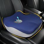 Allaboutsla Car Seat Cushion, Ergonomic Memory Foam Butt Cushion for Sciatica Pain Relief, Adult Booster Seat for Short People, Car Pillow for Driving, Truck, Office, Wheelchair - Blue&Gray