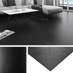 Livelynine Black Flooring 32-Pack 12x12 Inch Peel and Stick Floor Tile Waterproof Floor Tiles for Bathroom Floor Vinyl Peel and Stick Tiles Renter Friendly Floor Stickers Garage Laminate Flooring