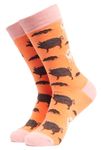 Soctopus 1 pair Unisex Animal Design Novelty Socks Cute Funny Animal Print Cotton Crew Socks (4-8, Pigs in S**t (Pink))