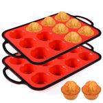 CAKETIME Small Muffin Pan, Silicone Cupcake Pan Metal Reinforced Frame Easy to Handle 12 Cups Nonstick