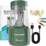 Forever Speed Electric Pencil Sharpener USB Rechargeable with Container Automatic for 6-8mm Coloured Pencils, Auto Stop for Artists, Kids, Office, Classroom, School Use, Portable, Heavy Duty