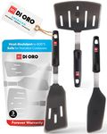 All-New DI ORO Designer Series Silicone Turner Cookie Spatula - Features a 600°F Heat-Resistant No-Melt Rubber Spatula Handle and Blade - Best Silicone Kitchen Mini Spatula for Cooking or Baking (ELITE 3-PC Set)