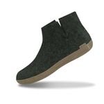 Glerups Unisex Indoor Boot, Wool Slippers with Leather Sole, Forest