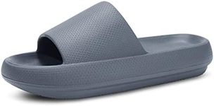 welltree Slides for Women Men Pillow Slippers Non-Slip Bathroom Shower Sandals Soft Thick Sole Indoor and Outdoor Slides,Grey,11.5-12.5 Women/10-11 Men