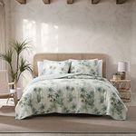 Tommy Bahama Reversible Cotton Bedding, Floral Home Decor for All Seasons, 100%, Blue/Green/Ivory, Twin