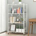 MOLYHOM Folding Storage Shelves, 5-Tier/4-Tier/3-Tier Metal Collapsible Shelves with Wheels, Shelving Units and Storage Rack, Rolling Shelf No Assemble.