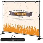 VEVOR 8×8feet Banner Stand Adjustable Display Backdrop Lightweight Portable Trade Show Wall for Photography(8' Banner Stand), Black