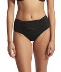 Seafolly Women's Standard Gathered Front Retro Full Coverage Bikini Bottom Swimsuit, Eco Collective Black, 8