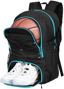 Goloni 30L Sports Backpack with Ball Compartment & Ventilated Shoe Pocket, Waterproof Lightweight Basketball Soccer Volleyball Bag for Youth Boys Girls Men Women,Black Blue
