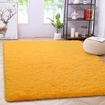 Naseeb Carpets Handmade 2 inch Pile Height Super Soft Touch Export Quality Shaggy Carpets for Living Room, Bedroom and dininge Table Size 9 X 12 Feet Color Yellow