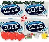 4 Pack Zote Jabon Barra Blanco para Manches Detergent Bar Soap For Stains 100gr