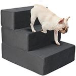 PaWz Multi-Steps Dog Ramps for High Bed Stairs Portable Climbing Ladder 3 Steps, Dog Sofa Ladder, Pet Adjustable Height Step Ladder, High-Density Foam Dog Ramp, Dog Steps for Bed, Grey