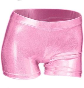 ZIZI Little Big Girls Sparkle Dance Tumbling Ballerina Athletic Gymnastics Pink Short,110CM(4-6Years)