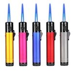 5 Pack of Torch Lighter, Jet Flame Lighter Refillable Butane Gas, Portable Windproof Jet Torch Lighter Adjustable Flame Lighter for Kitchen,Outdoor,Grill,Candle,Camping,Hiking (Without Butane Gas)