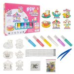 VGRASSP DIY Crystal Paint Art & Craft Set Toy for Kids, Window Art Suncatcher Kit with 6 Color, 6 Pendants, Color Diamonds, 6 Chains, Normal Beads, Picker Tool - Random Design