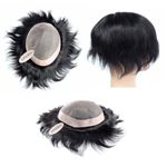 Euphoria® 10x7 SUPERIOR MONO Hair Patch | Real and Natural Looking 100% Human Hair Wigs | Durable PU Breathable Hair Toupee | Proper Ventilation Non Surgical Hair Replacement System | Indian Black | Can be used With Clips, Tape or Glue |