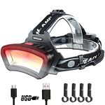 DARKBEAM Headlamp USB Rechargeable COB LED Floodlight Head Lamp with Red Light 2000 Lumen Lightweight Reliable Waterproof Headlight - Hard hat and Camping and Hiking Gear 6-10 Hours Long Battery Life