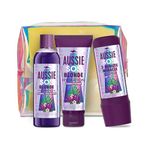 Aussie Blonde Gift Bag, Purple Shampoo Womens Gift Sets - Shampoo and Conditioner Set + 3 Minute Miracle Hair Mask, Hair Care Gift Set with Make Up Bag For Blonde or Silver Hair 225ml/200ml/290ml